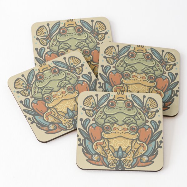 Item preview, Meadowcore Cottagecore Colorful Frogs Butterfly Art Aesthetic designed and sold by MeadowLoom.