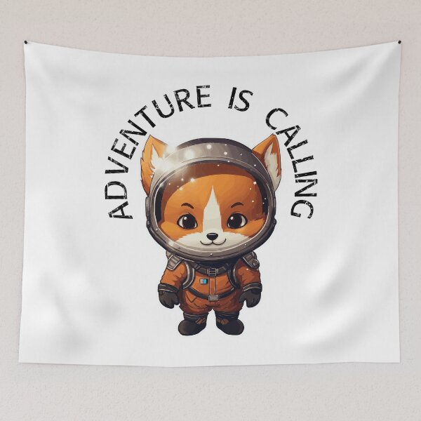 Item preview, Red Fox Astronaut - Adventure Is Calling (Black Lettering) designed and sold by VelvetRoom.