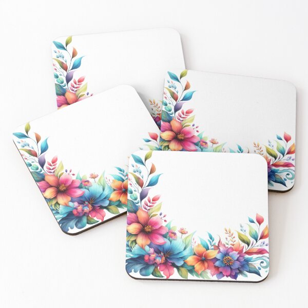 Item preview, watercolor flower edging on white  designed and sold by clearviewstock.