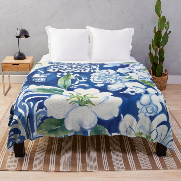 Item preview, Blue and white watercolor chinoiserie pattern designed and sold by SophieClimaArt.