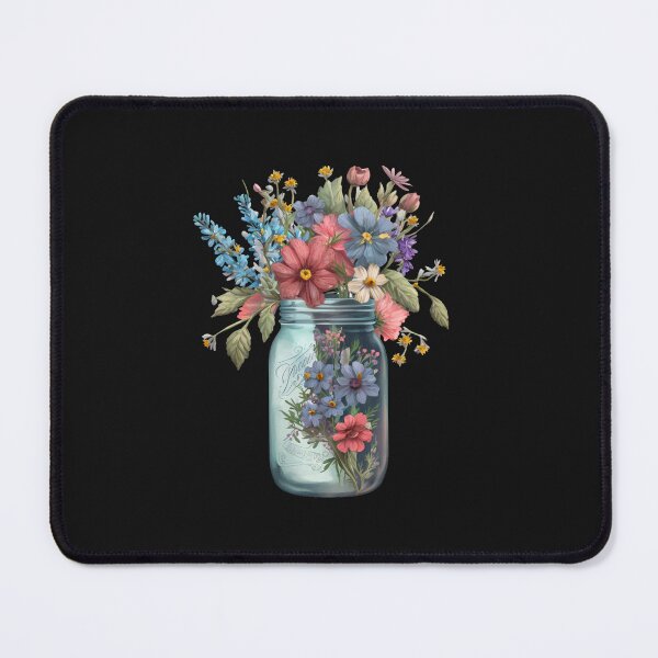 Item preview, Mason Jar with Flowers Fitted designed and sold by ImagineInk.