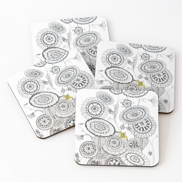 Artikelvorschau, Flowers Too – Bleistift- und Tuschezeichnung von Steve Caddick entworfen und verkauft von StacysShop.