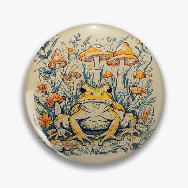 Item preview, Meadowcore Cottagecore Colored Mushrooms Frogs Butterfly Art Aesthetic designed and sold by MeadowLoom.