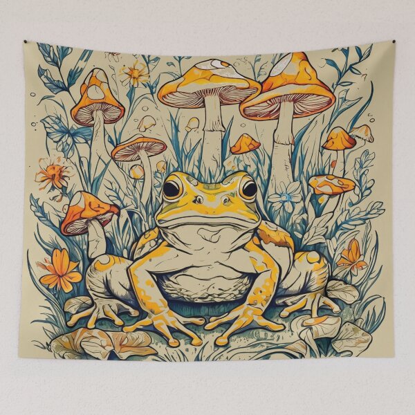 Item preview, Meadowcore Cottagecore Colored Mushrooms Frogs Butterfly Art Aesthetic designed and sold by MeadowLoom.