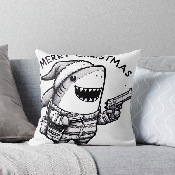 Item preview, "Festive Merry Christmas Shark: Whimsical White Ink Illustration" designed and sold by Huycao211.
