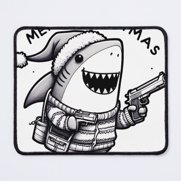 Item preview, "Festive Merry Christmas Shark: Whimsical White Ink Illustration" designed and sold by Huycao211.