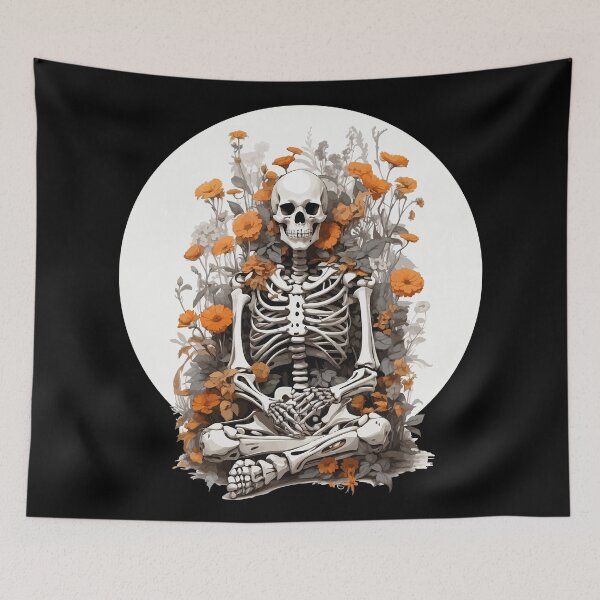 Item preview, Serenity in Decay Orange Blossom Skeleton designed and sold by DrawHandArt.