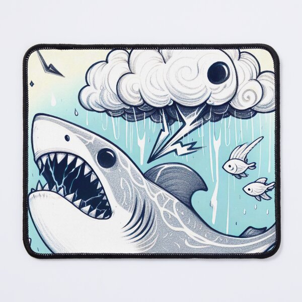 Item preview, "Festive Merry Christmas Shark: Whimsical White Ink Illustration" designed and sold by Huycao211.