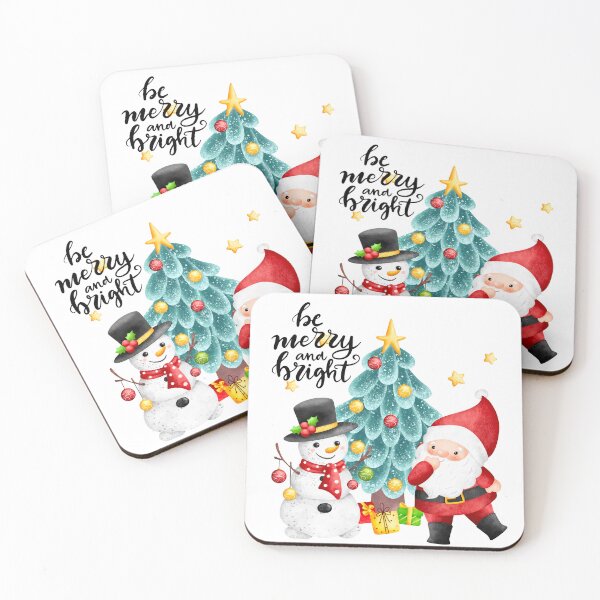 Item preview, Be Merry and Bright Santa & Snowman with Christmas Tree! designed and sold by TidyKitchenInc.