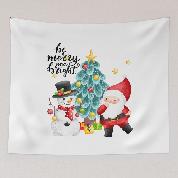 Item preview, Be Merry and Bright Santa & Snowman with Christmas Tree! designed and sold by TidyKitchenInc.