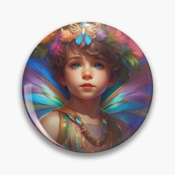 Item preview, Fairy Boy With Multicolored Wings And Butterfly Crown designed and sold by FlutterbyFairy.