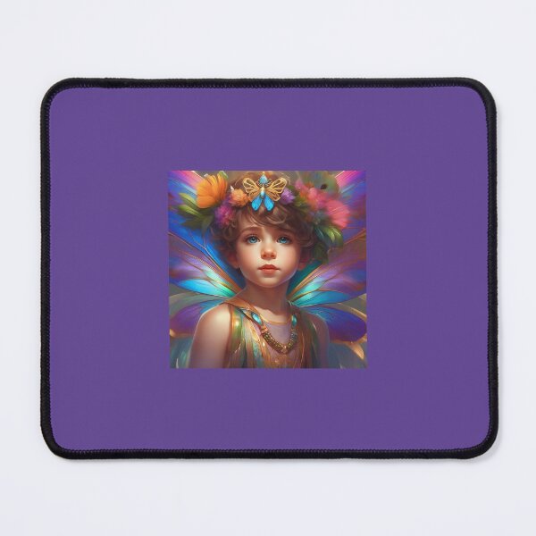 Item preview, Fairy Boy With Multicolored Wings And Butterfly Crown designed and sold by FlutterbyFairy.