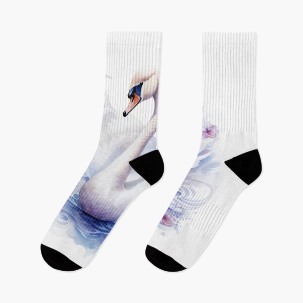 Item preview, watercolor painting of Graceful swan shapes with classic designed and sold by KandaShopTH.