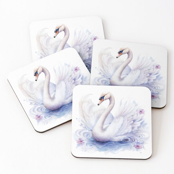 Item preview, watercolor painting of Graceful swan shapes with classic designed and sold by KandaShopTH.