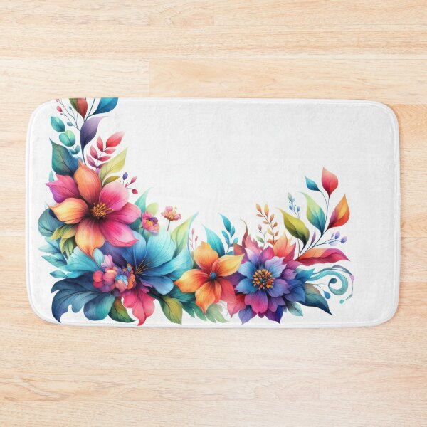 Item preview, watercolor flower edging on white  designed and sold by clearviewstock.