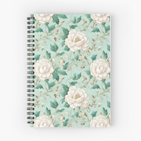 Aperçu de l'œuvre Motif floral avec des accents dorés et fond vert pastel créée et vendue par FloralsbyLiss.