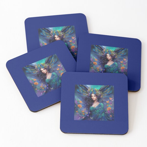 Item preview, Fairy In Blues And Teals With Flowers designed and sold by FlutterbyFairy.