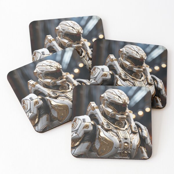 Item preview, white gold man knight digital art armor cyborg designed and sold by UILOVE.