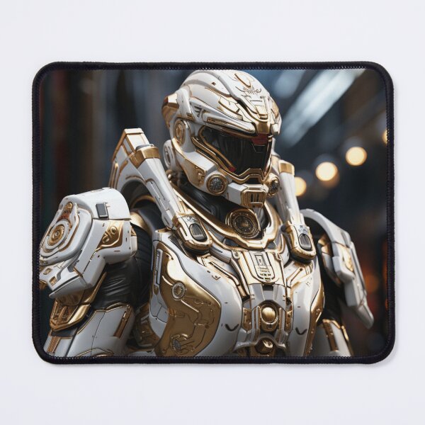 Item preview, white gold man knight digital art armor cyborg designed and sold by UILOVE.