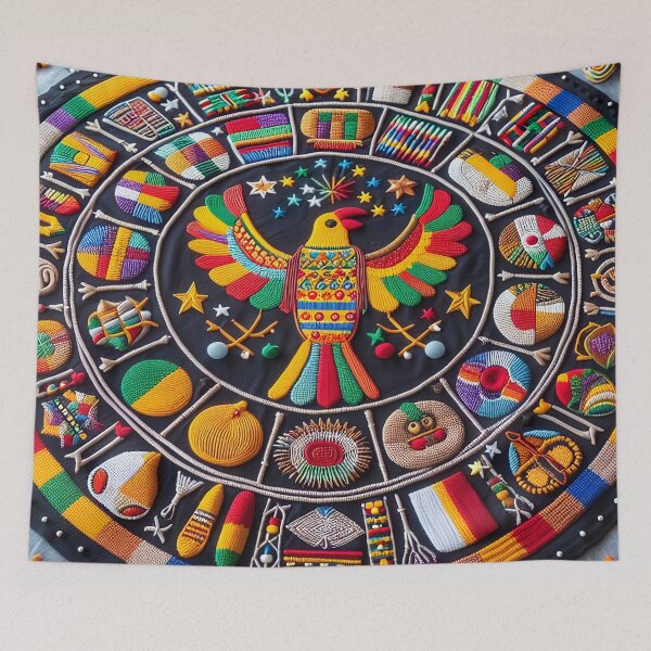 Item preview, Adinkra Symbols Inspired Tapestry Pattern 04 designed and sold by MyEbonyYou.
