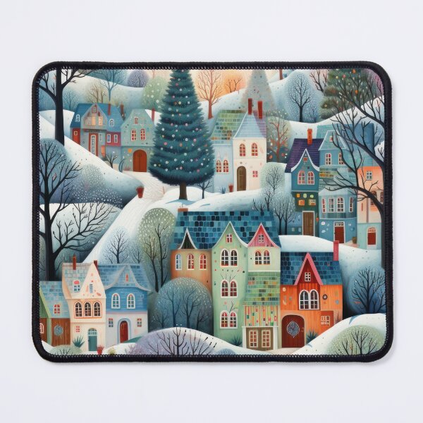 Item preview, Cozy Winter Christmas Village with Christmas Trees designed and sold by Gsallicat.