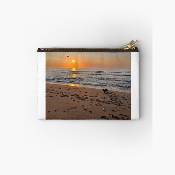 Item preview, Dog playing fetch at sunrise, Asbury Park Beach designed and sold by acreekmore4.