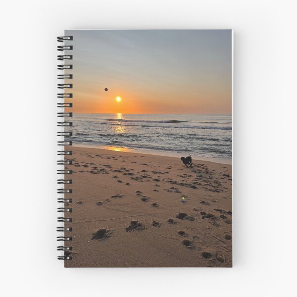 Item preview, Dog playing fetch at sunrise, Asbury Park Beach designed and sold by acreekmore4.