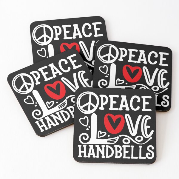 Item preview, Peace Love Handbells Red Heart Peace Design designed and sold by SubtleSplit.