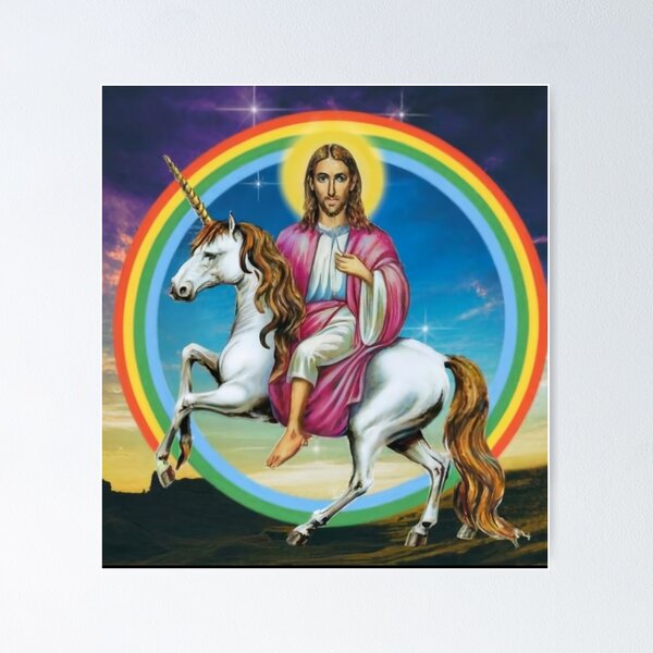 Item preview,  "Jesus on unicorn": funny jesus riding designed and sold by Obinne.