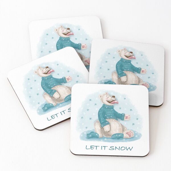 Item preview, Polar bear in blue sweater is enjoying the snowfall designed and sold by Natalia Varlamova.