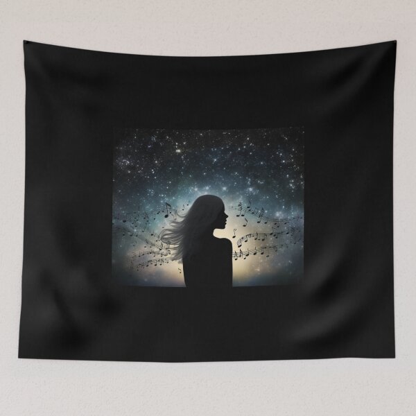 Item preview, digital art beautiful night sky music girl star designed and sold by UILOVE.