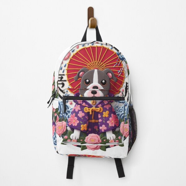 Item preview, Pitbull with Floral Sweater in Felt Embroidery Effect designed and sold by GALUMARKET.