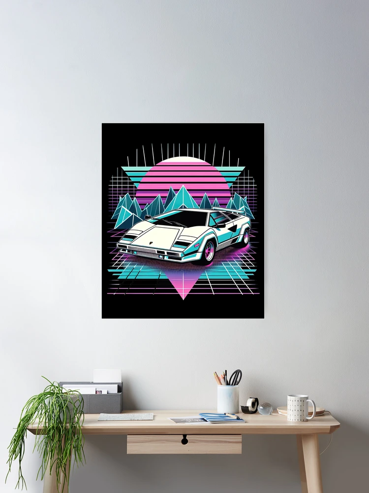 Synthwave Retrowave 80's Sports Car Graphic