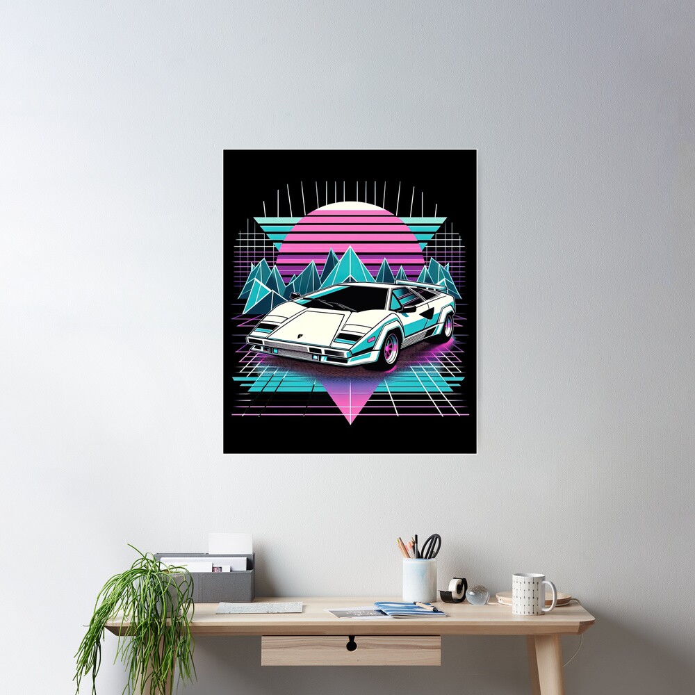 Synthwave Retrowave 80's Sports Car Graphic