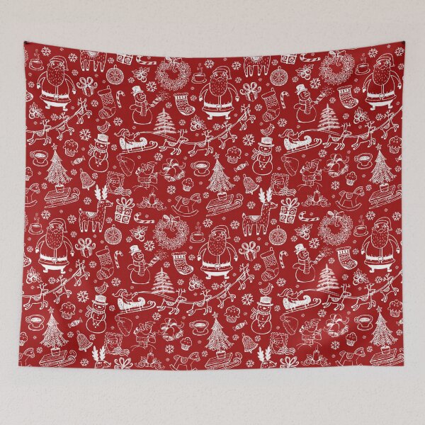 Item preview, Red and White Christmas wallpaper designed and sold by Eunoia-ikigai.