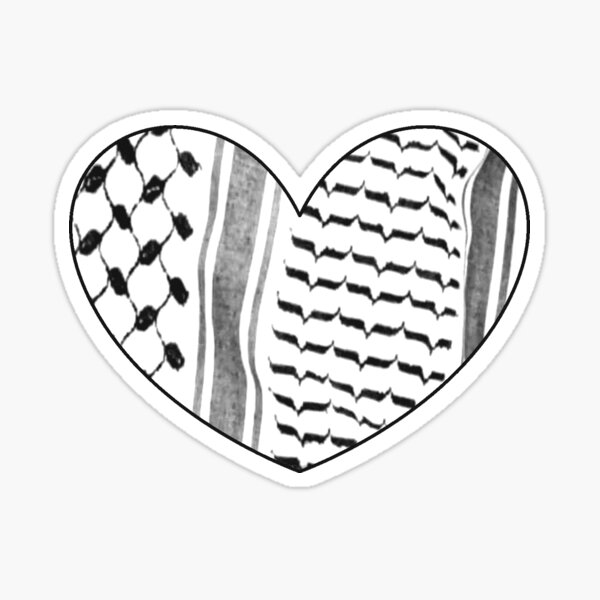 Item preview, Keffiyeh Heart - Black on White designed and sold by FairieDance.