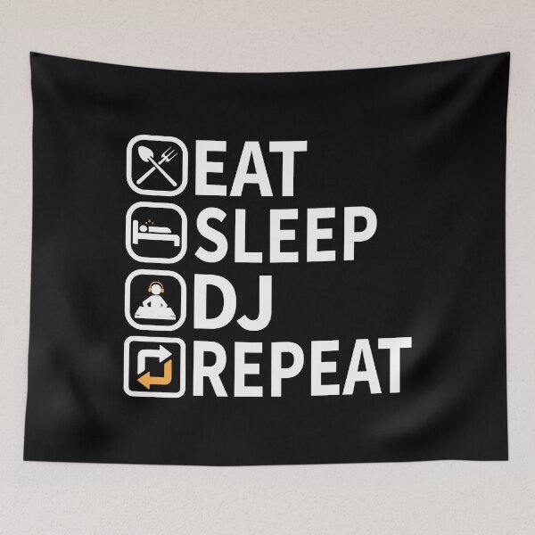 Item preview, Funny DJ Jokes Eat Sleep DJ Repeat Funny DJ Quotes designed and sold by ArabCorner.