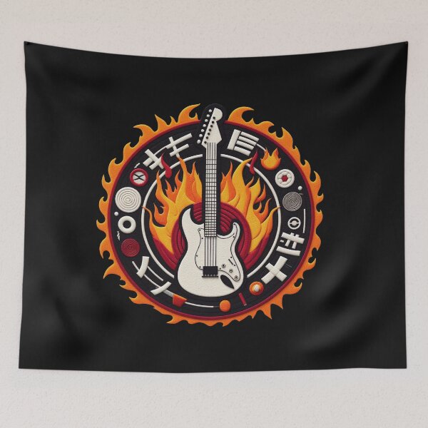 Item preview, Electric Guitar Felt Embroidery Flames Effect designed and sold by GALUMARKET.