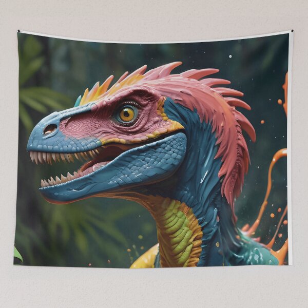 Artikelvorschau, Velociraptor Paint Splash Portrait entworfen und verkauft von TheArtOfPat.