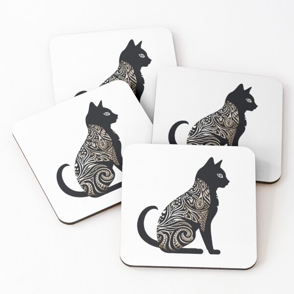 Item preview, Cat silhouet adorned with classic designed and sold by KandaShopTH.