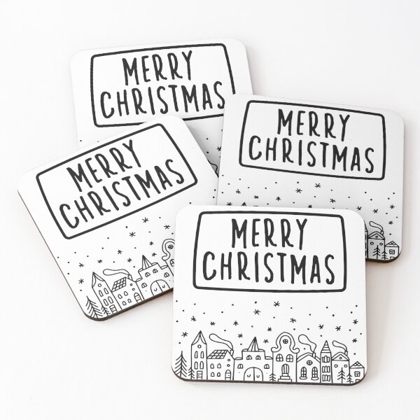 Item preview, Merry Christmas town black xmas minimalist designed and sold by CreativaNook.