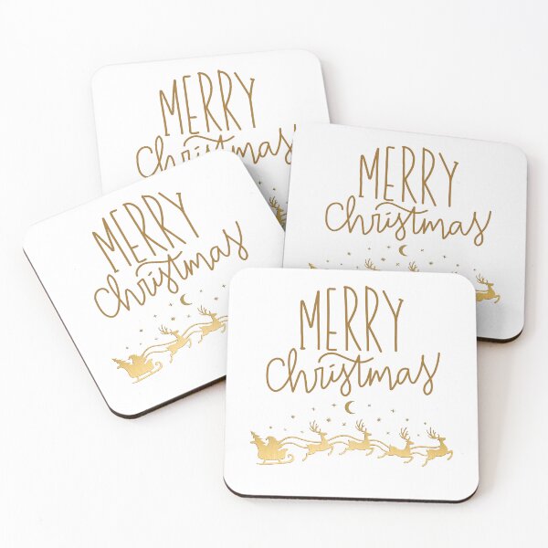 Item preview, Merry Christmas sleigh santa claus sleigh reindeers gold Christmas designed and sold by CreativaNook.
