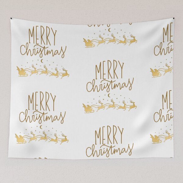 Item preview, Merry Christmas sleigh santa claus sleigh reindeers gold Christmas designed and sold by CreativaNook.