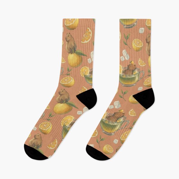 Item preview, Matcha Yuzu Capybara Hot Spring Tea Seamless Pattern (Orange) designed and sold by Mazarineart.