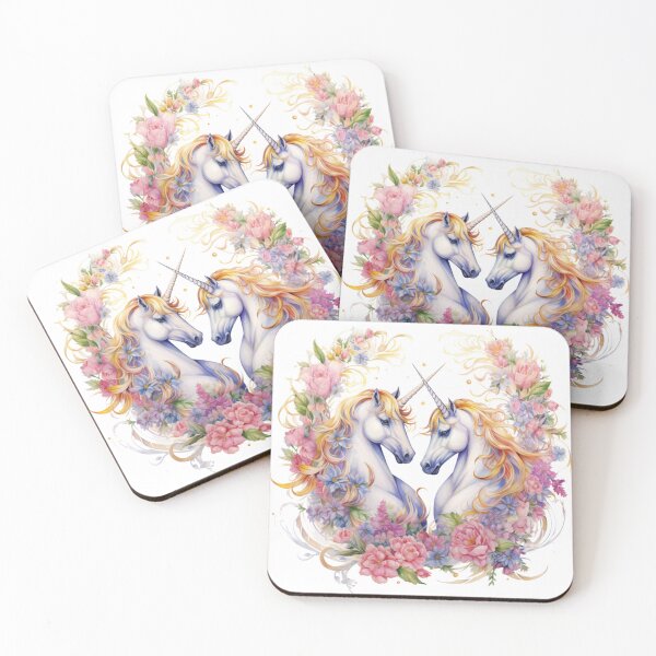 Item preview, Watercolor paining of Unicorns surrounded by classic designed and sold by KandaShopTH.