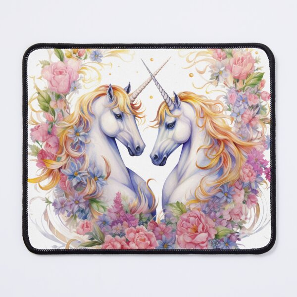 Item preview, Watercolor paining of Unicorns surrounded by classic designed and sold by KandaShopTH.