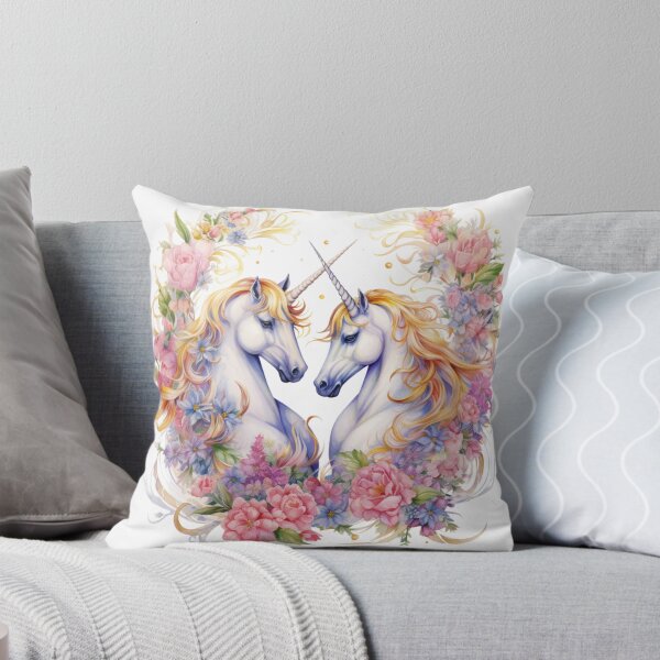 Item preview, Watercolor paining of Unicorns surrounded by classic designed and sold by KandaShopTH.