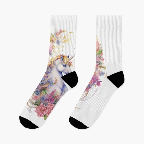 Item preview, Watercolor paining of Unicorns surrounded by classic designed and sold by KandaShopTH.