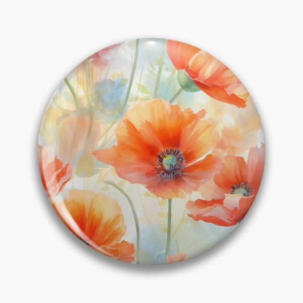 Aperçu de l'œuvre Windblown Poppies 2 - motif floral aquarelle inspiré de l'impressionnisme créée et vendue par HAL2501.