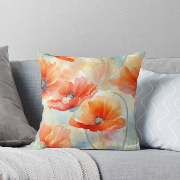 Item preview, Windblown Poppies 2 - watercolor floral pattern inspired by Impressionism designed and sold by HAL2501.